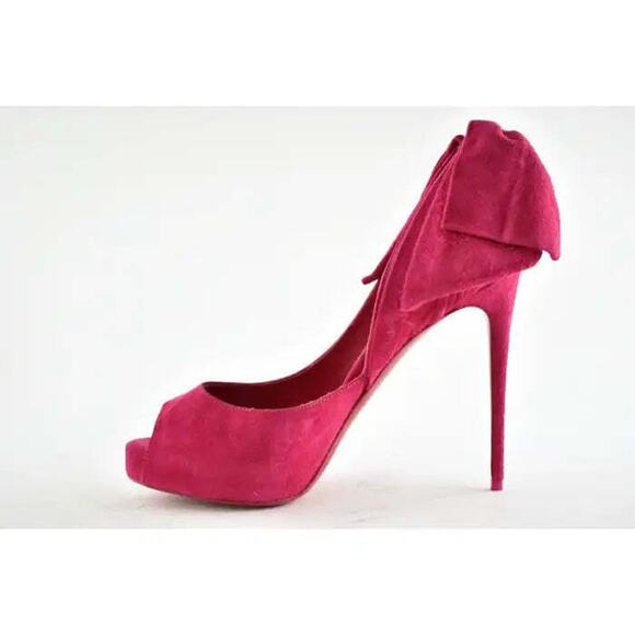 Christian Louboutin Rabakate Alta 120 Bomba Pink Suede Platform Heel Pump 37.5 - Picture 7 of 12